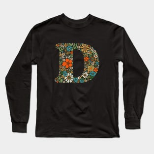 Hippie Floral Letter D Long Sleeve T-Shirt